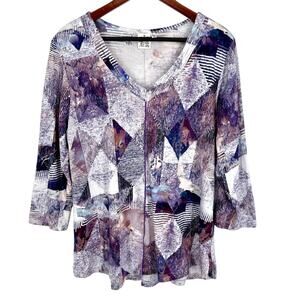 Parsley & Sage Womens Large Purple Shirt Blouse Top Wearable Art Unique Artsy
